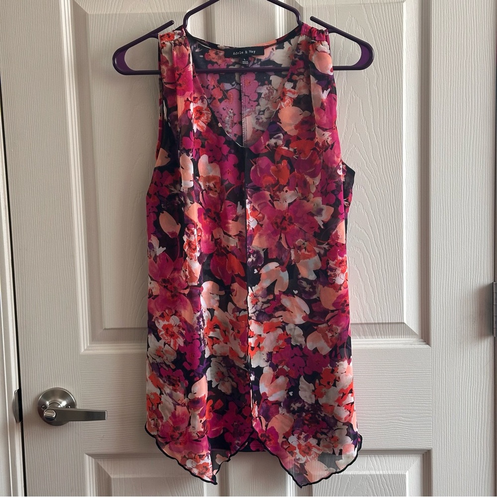 Adele & May Floral Sleeveless Top Size Large